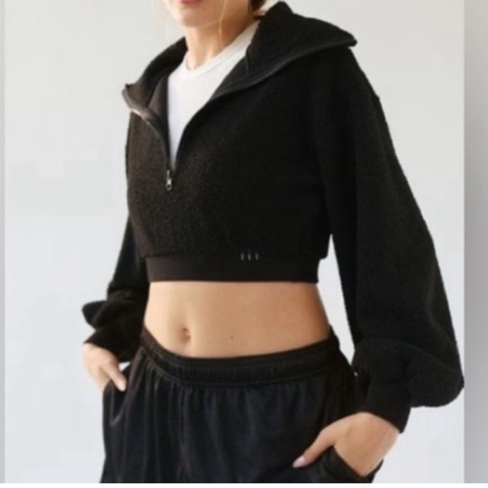 Urban Outfitters Black  BDG Quarter-Zip Cropped Sweater Jacket Top large